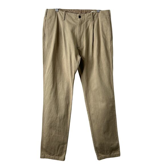 AYR The Pal Pleated Twill Pants Men’s 33x32 Khaki Relaxed Fit Straight Leg - Picture 2 of 12